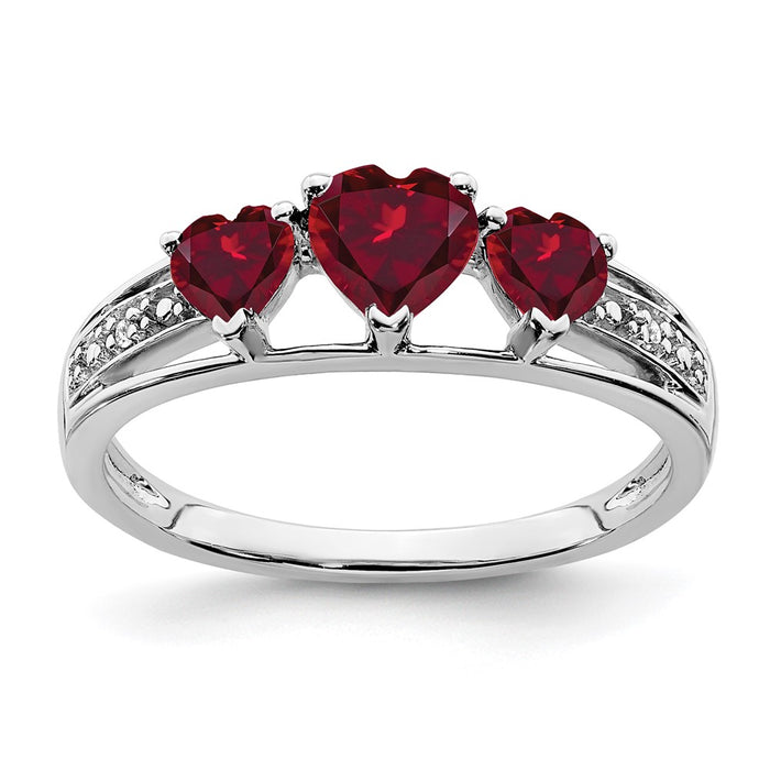 Buy Exclusive 14K White Gold Heart Ring with Created Ruby & Diamond Accents-1