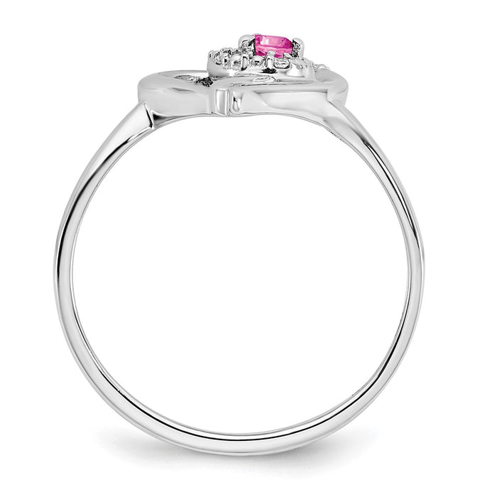 Shop Exclusive 14K White Gold Heart Ring with Pink Sapphire & Diamonds - Stylish & Affordable!-2