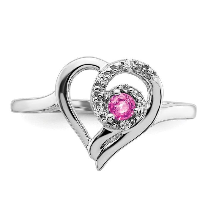 Shop Exclusive 14K White Gold Heart Ring with Pink Sapphire & Diamonds - Stylish & Affordable!-4