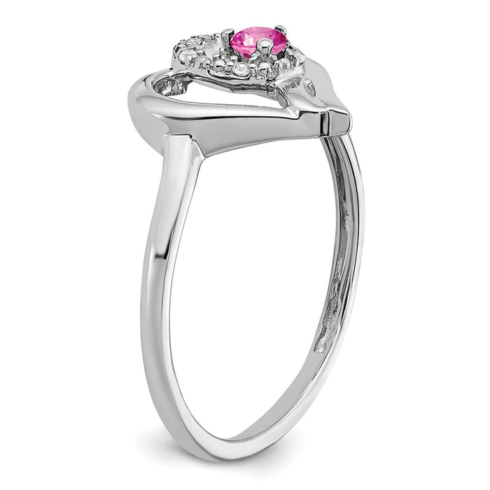 Shop Exclusive 14K White Gold Heart Ring with Pink Sapphire & Diamonds - Stylish & Affordable!-6