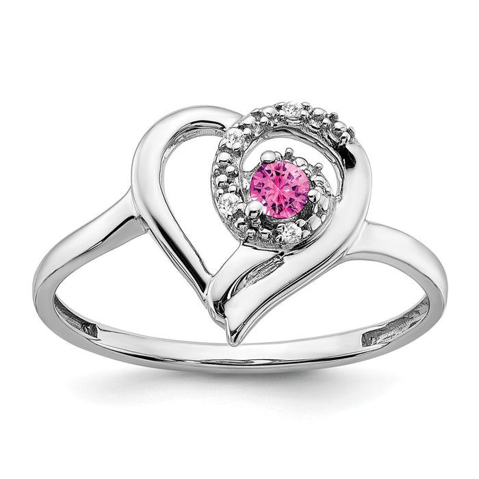 Shop Exclusive 14K White Gold Heart Ring with Pink Sapphire & Diamonds - Stylish & Affordable!-1