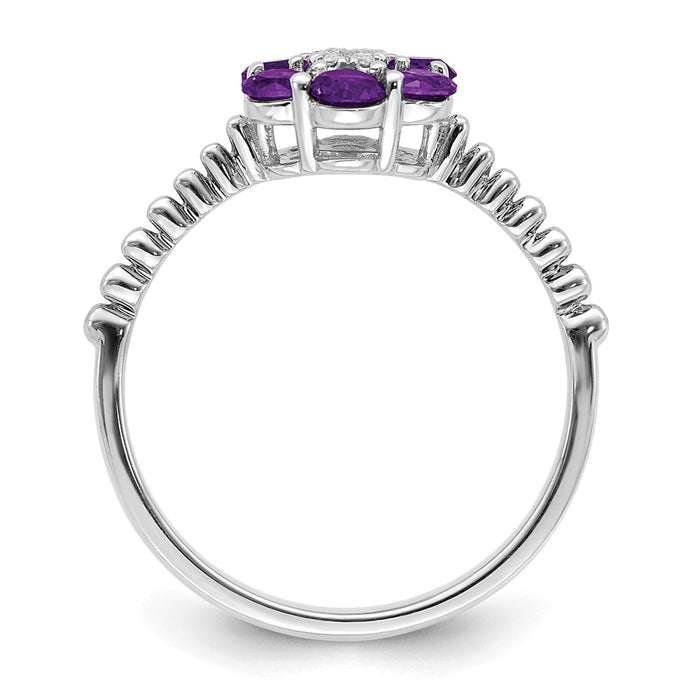Shop Exclusive 14K White Gold Floral Ring with Amethyst & Diamond Accents - Stylish!-2