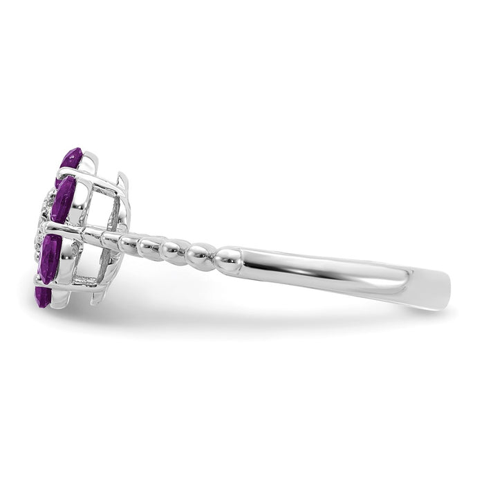 Shop Exclusive 14K White Gold Floral Ring with Amethyst & Diamond Accents - Stylish!-3