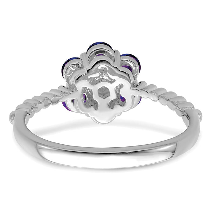 Shop Exclusive 14K White Gold Floral Ring with Amethyst & Diamond Accents - Stylish!-5