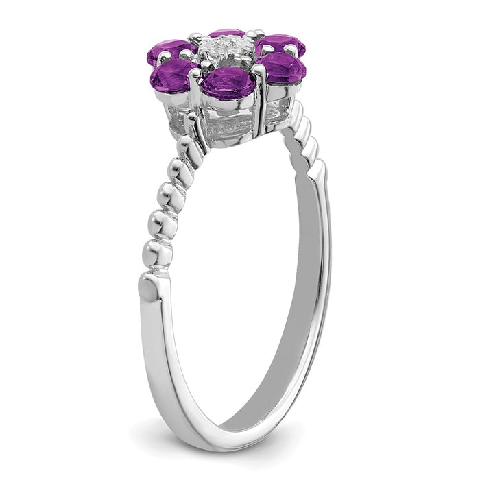 Shop Exclusive 14K White Gold Floral Ring with Amethyst & Diamond Accents - Stylish!-6