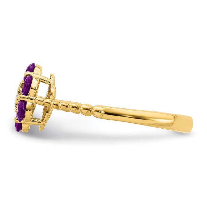 Buy Exclusive 14K Gold Amethyst & Diamond Floral Ring - Stylish & Affordable!-3