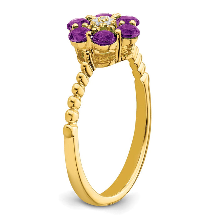 Buy Exclusive 14K Gold Amethyst & Diamond Floral Ring - Stylish & Affordable!-6