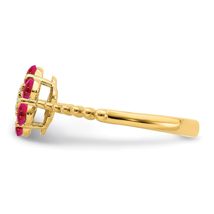 High-Quality 14K Gold Ruby & Diamond Floral Ring | Stylish Luxury Jewelry-3