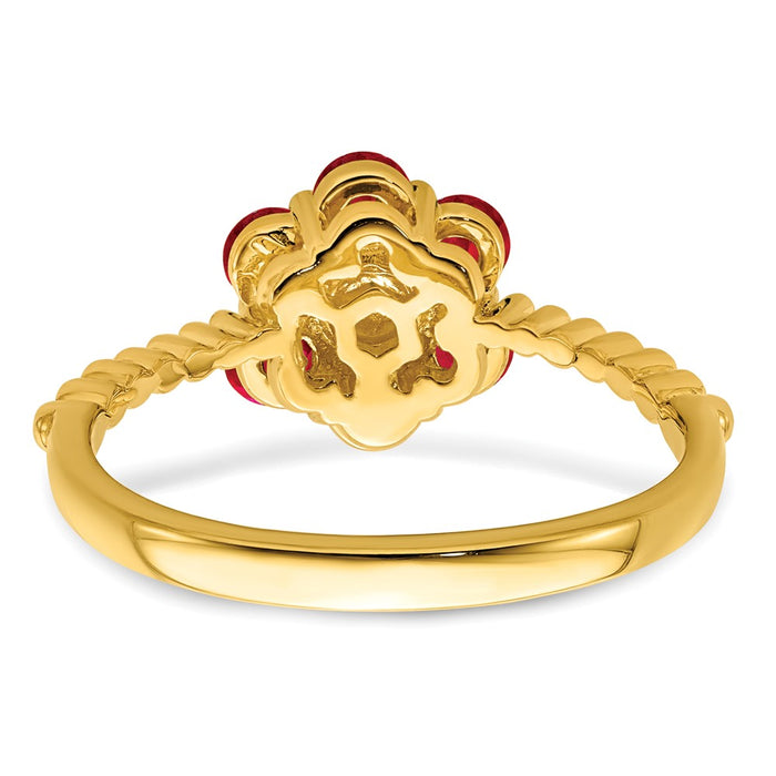 High-Quality 14K Gold Ruby & Diamond Floral Ring | Stylish Luxury Jewelry-5