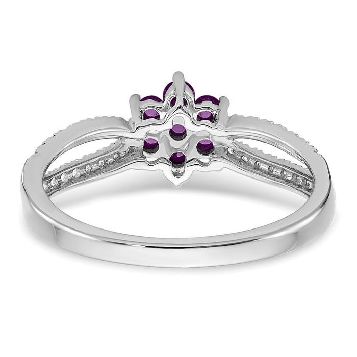 Buy Exclusive 14K White Gold Floral Ring with Amethyst & Diamond Accents-5