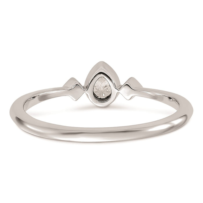 Exclusive 14K White Gold Petite 3-Stone Pear Diamond Engagement Ring - 1/15 Carat-5