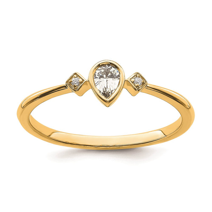 Buy Stylish 14K Gold Petite 3-Stone Pear Diamond Engagement Ring, 1/15 Carat-7