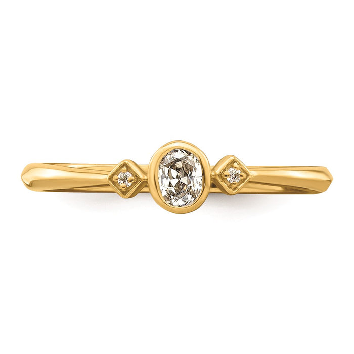 Buy 14K Gold Petite 3-Stone Oval Diamond Engagement Ring, 1/15 Carat, Stylish-4