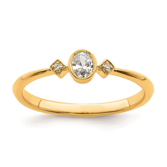 Buy 14K Gold Petite 3-Stone Oval Diamond Engagement Ring, 1/15 Carat, Stylish-1
