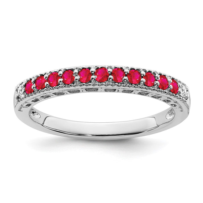 Buy Exclusive 14K White Gold Ruby & Diamond Eternity Band - Stylish Value!-1
