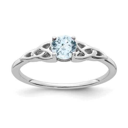 Buy 14K White Gold Celtic Knot Ring with Aquamarine - Stylish Value!