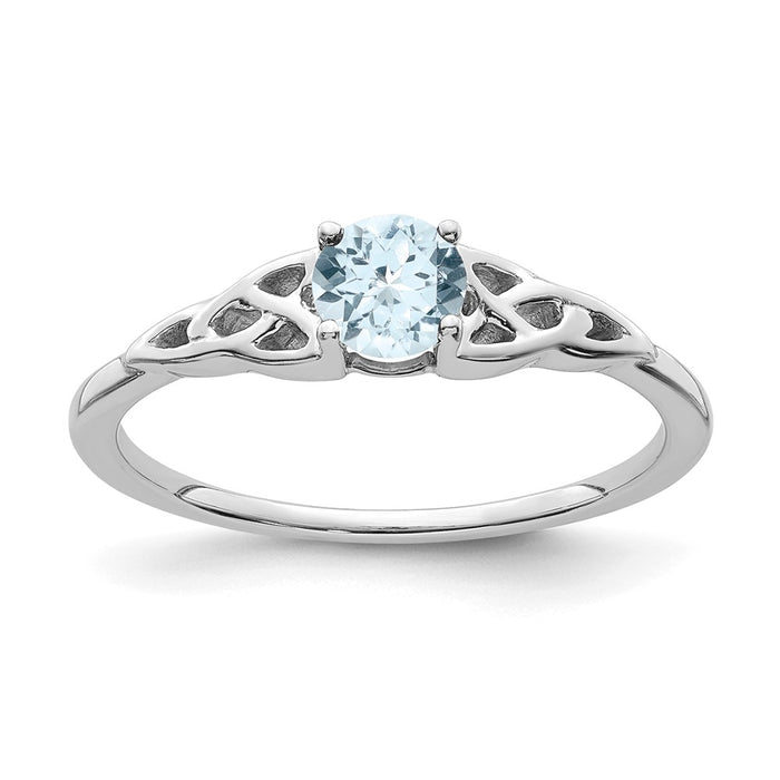 Buy 14K White Gold Celtic Knot Ring with Aquamarine - Stylish Value!-1