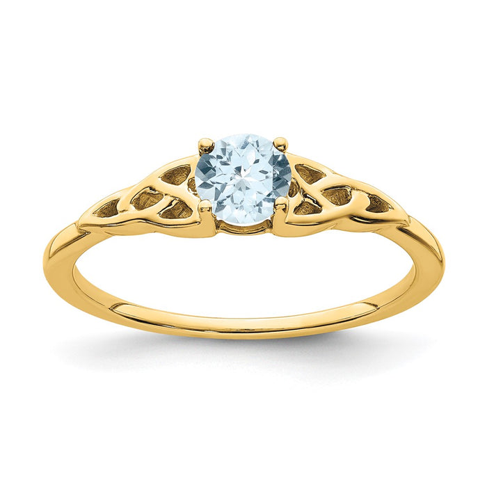 Buy 14K Gold Celtic Knot Ring with Aquamarine - Affordable Luxury Design-1