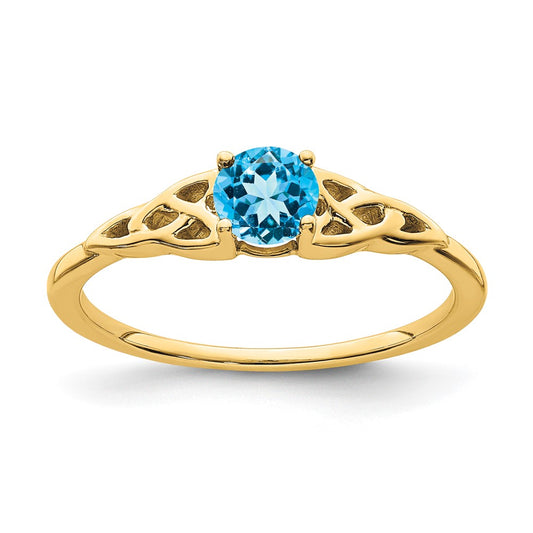 Buy Stylish 14K Gold Celtic Knot Ring with Blue Topaz - Affordable Luxury!