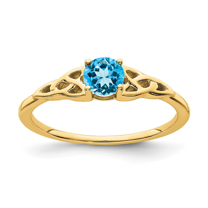 Buy Stylish 14K Gold Celtic Knot Ring with Blue Topaz - Affordable Luxury!-1