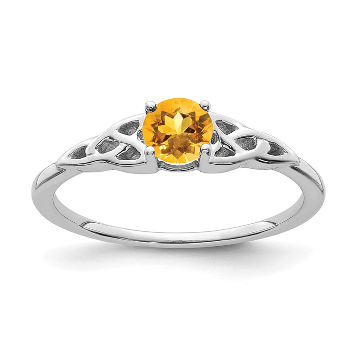 High-Quality 14K White Gold Celtic Knot Ring with Citrine - Stylish Value!-1