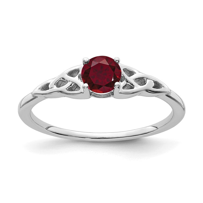 Shop Stylish 14K White Gold Celtic Knot Ring with Created Ruby - 1.85mm-1