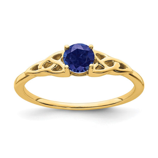 Shop Exclusive 14K Gold Celtic Knot Ring with Sapphire - Affordable Luxury