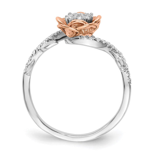 Shop Exclusive 14K Two-Tone Gold Flower Ring with 1/4 Carat Lab-Grown Diamond