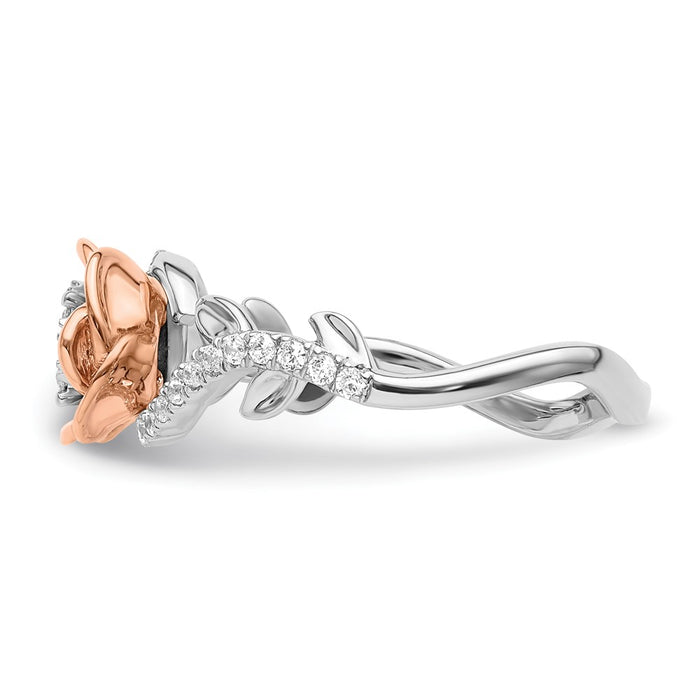 Shop Exclusive 14K Two-Tone Gold Flower Ring with 1/4 Carat Lab-Grown Diamond-3