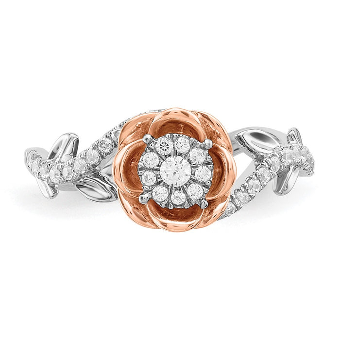 Shop Exclusive 14K Two-Tone Gold Flower Ring with 1/4 Carat Lab-Grown Diamond-4