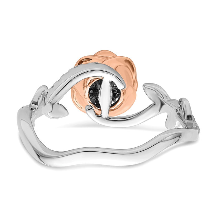 Shop Exclusive 14K Two-Tone Gold Flower Ring with 1/4 Carat Lab-Grown Diamond-5