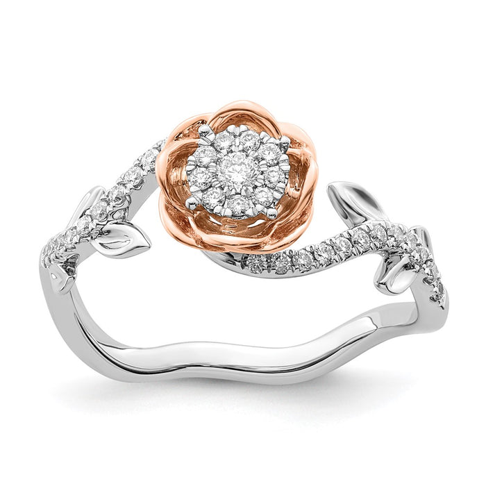 Shop Exclusive 14K Two-Tone Gold Flower Ring with 1/4 Carat Lab-Grown Diamond-1