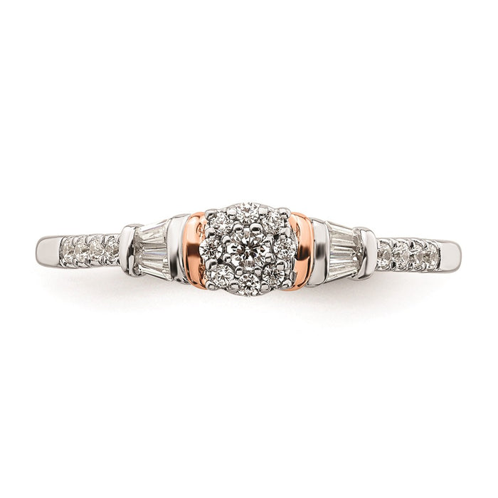 Buy Stylish 14K White & Rose Gold 1/5 Carat Diamond Cluster Ring Today!-4