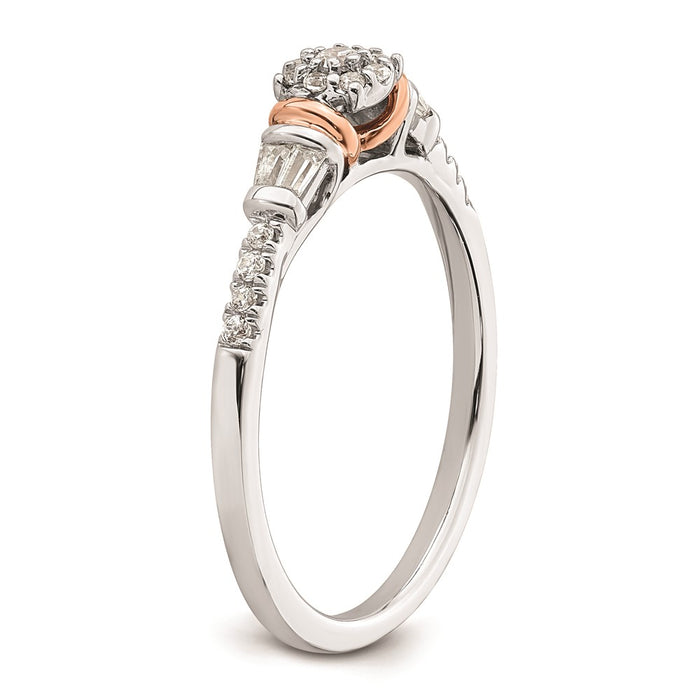 Buy Stylish 14K White & Rose Gold 1/5 Carat Diamond Cluster Ring Today!-6