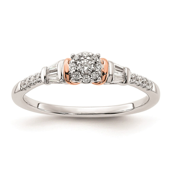 Buy Stylish 14K White & Rose Gold 1/5 Carat Diamond Cluster Ring Today!-1