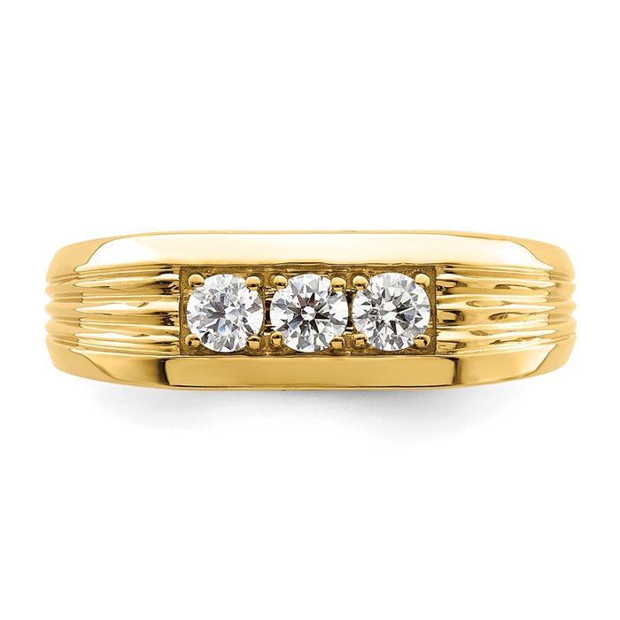 Exclusive Men's 14K Gold 3-Stone Diamond Ring - 1/2 Carat, Stylish Value-4