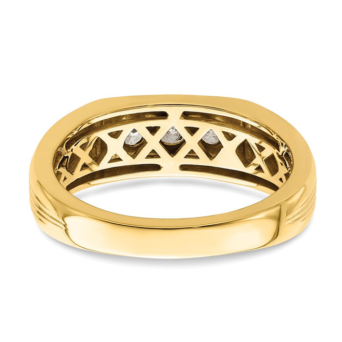 Exclusive Men's 14K Gold 3-Stone Diamond Ring - 1/2 Carat, Stylish Value-5