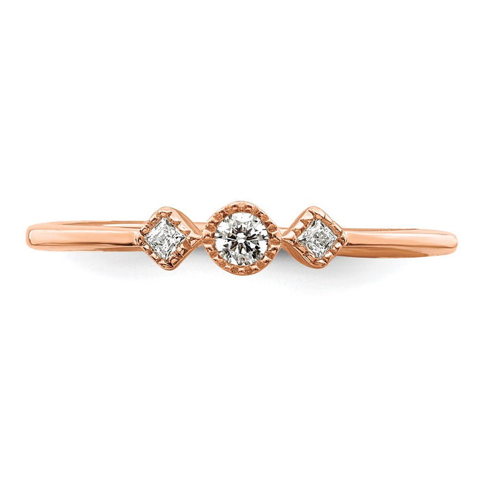 High-quality 14K Rose Gold 3-Stone Diamond Engagement Ring - Affordable Luxury-4