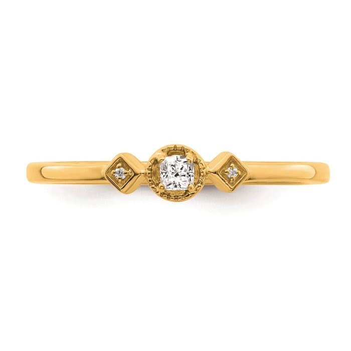 Buy Stylish 14K Gold Petite 3-Stone Diamond Engagement Ring, 1/15 Carat-4