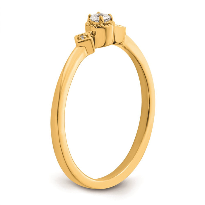 Buy Stylish 14K Gold Petite 3-Stone Diamond Engagement Ring, 1/15 Carat-6