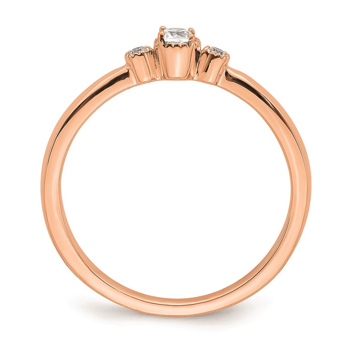 Buy 14K Rose Gold Petite 3-Stone Engagement Ring with 1/15 Carat Diamonds-2