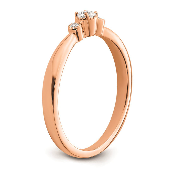 Buy 14K Rose Gold Petite 3-Stone Engagement Ring with 1/15 Carat Diamonds-6