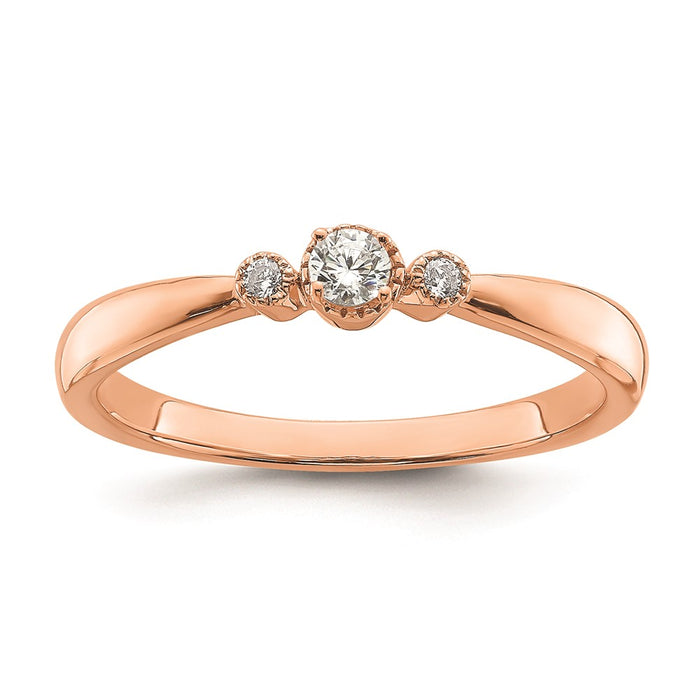 Buy 14K Rose Gold Petite 3-Stone Engagement Ring with 1/15 Carat Diamonds-1