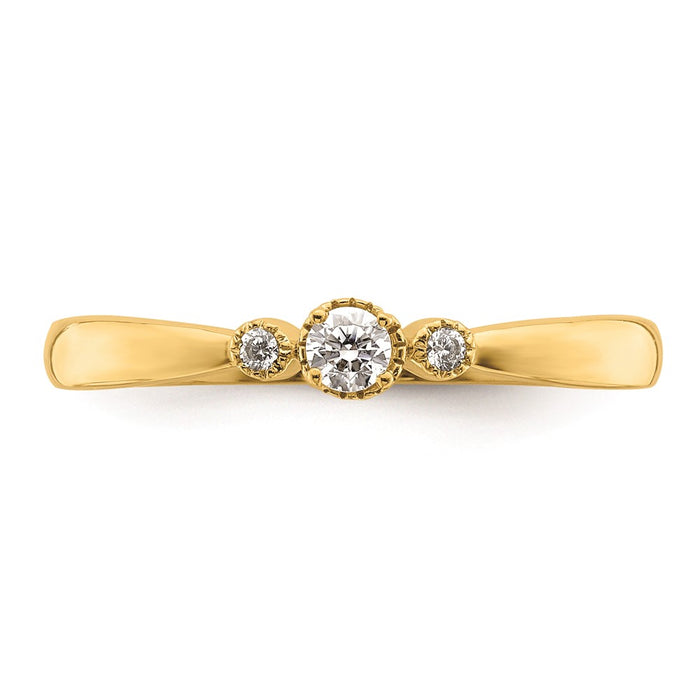 Buy Stylish 14K Gold 3-Stone Diamond Engagement Ring, 1/15 Carat Value-4
