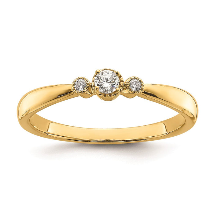 Buy Stylish 14K Gold 3-Stone Diamond Engagement Ring, 1/15 Carat Value-1