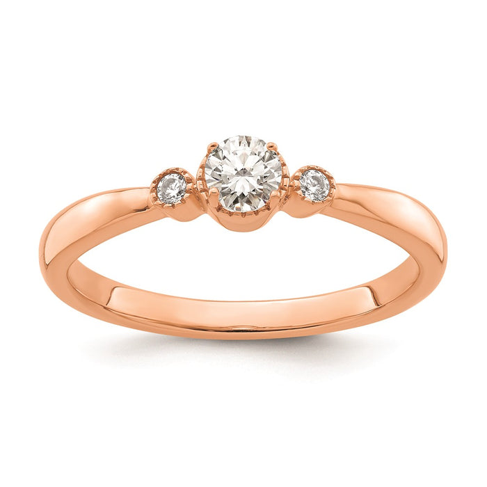 Exclusive 14K Rose Gold 3-Stone Engagement Ring - 1/4 Carat Diamonds, Stylish Design-1