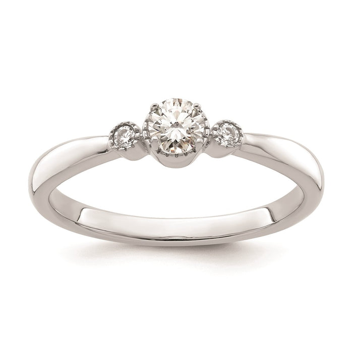 Exclusive 14K White Gold Petite 3-Stone Engagement Ring - 1/4 Carat Diamonds, Stylish Design-1