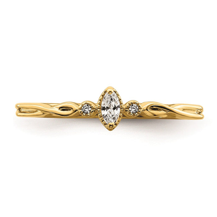 Order Stylish 14K Gold Petite 3-Stone Marquise Diamond Engagement Ring - 1/15 Carat-4