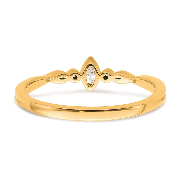 Order Stylish 14K Gold Petite 3-Stone Marquise Diamond Engagement Ring - 1/15 Carat-5