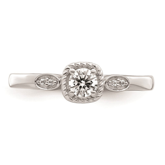 Exclusive 14K White Gold Petite Rope Edge Engagement Ring, 1/4 Carat Diamond-4
